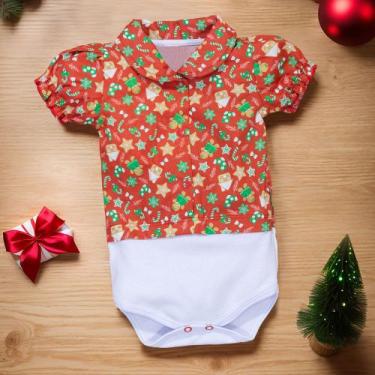 Imagem de Body Camisa para Bebê Menina Temático Natal Vermelho - Era Uma Vez, Ve