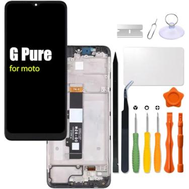 Imagem de Substituição de tela LCD para Motorola Moto G Pure com moldura para Moto Gpure XT2163 XT2163-4 XT2163DL Tela LCD sensível ao toque painel digitalizador conjunto com kit de reparo
