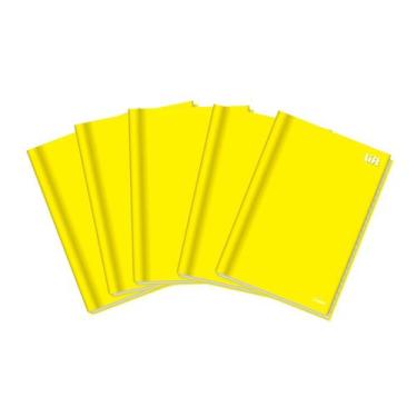 Imagem de Kit 5 Cadernos Brochura Amarelo 96 Folhas Grande 200x275mm Material Es