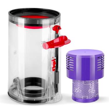 Imagem de ACCTDLF Recipiente de reposição para aspirador de pó Dyson V10 SV12 Animal Absolute, recipiente grande compatível com V10 peça nº 969509-01, com filtro HEPA (não serve para caixa pequena/externa)