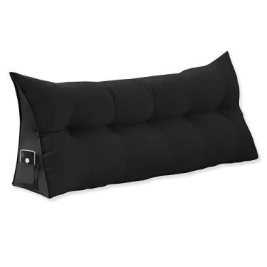Imagem de Almofada Cabeceira Suede Preto 90cm - Vallisa Decor