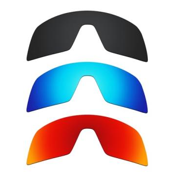 Imagem de Alphax Lentes de reposição polarizadas pretas e azul gelo e vermelho fogo para óculos de sol esportivos Oakley Sutro TI OO6013