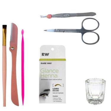Imagem de Kit Henna Glance Profissional Designer Sobrancelha Navalha Tesoura Pal