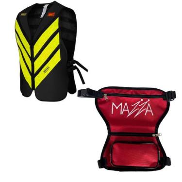 Imagem de Kit Colete Refletivo Imetro + Pochete de Perna Mazza Para motoboy, Ver
