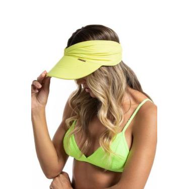 Imagem de Viseira Feminina Filtro UV 50+ Lisa - Cor De Cacau, Amarelo fluorescen