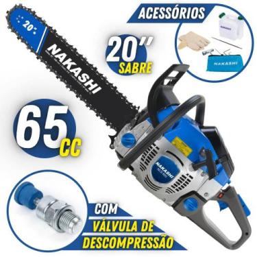 Imagem de Motosserra À Combustão Nakashi NCS-650 65,1cc 2 Tempos Potente Com Vel