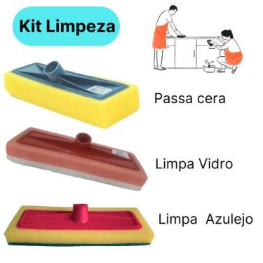 Imagem de Kit Limpeza Esponja Passa Cera Limpa Vidro Limpa Piso - Fantástica