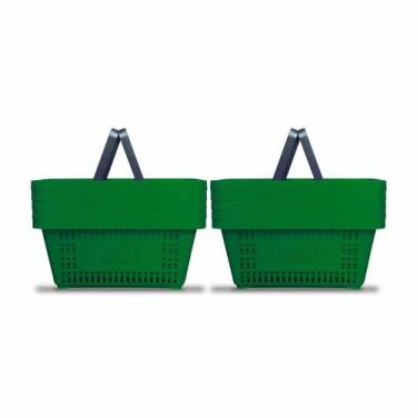 Imagem de KIT - 10 Cestos Compras Plástica D100 Cód. 3000 Verde - Della Plast