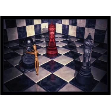 Imagem de Quadro Decorativo Xadrez Tabuleiro Jogos Com Moldura RC028 - Vital Pri