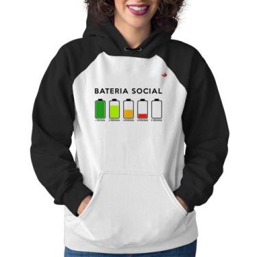 Imagem de Moletom Feminino Bateria Social - Foca na Moda, Branco, Preto, M