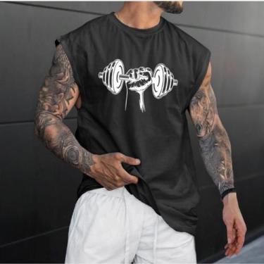 Imagem de Camiseta Regata Oversized Cavada Academia Treino Estiloso halteres - S