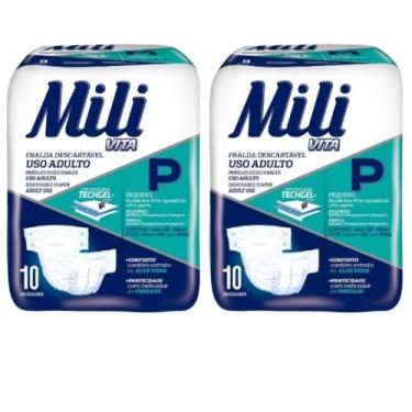Imagem de Fralda Geriátrica Adulto  Mili Vita   Tamanho P  2   Pacotes com 10 Fr