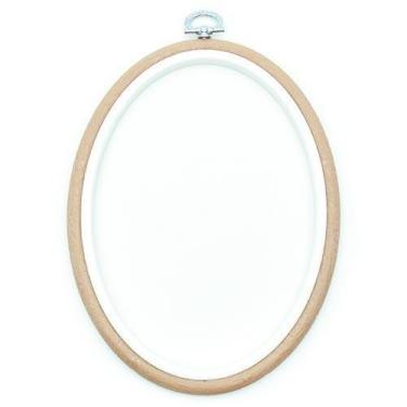 Imagem de Bastidor Flexível para Bordado Oval Bege - Nurge, 19cm