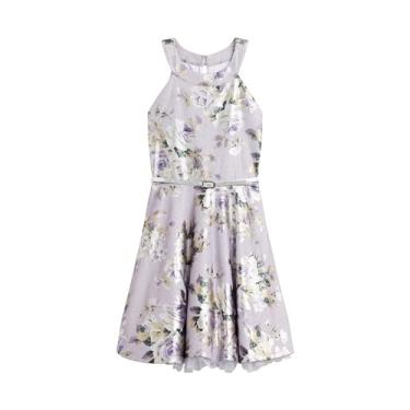 Imagem de Beautees Vestido de festa com cinto floral para meninas, Lilás, 7