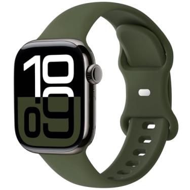 Imagem de Pulseira esportiva compatível com Apple Watch séries 10/9/8/7/6/5/4/3/2/1 de 49 mm, 46 mm, 45 mm, 44 mm, 41 mm, 40 mm, 38 mm, ultra, verde militar