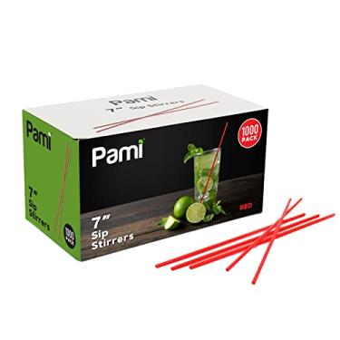 Imagem de PAMI Disposable Coffee Sip Stirrers /Straws [Value Pack of 1000 Pcs] - 7” Red Plastic Cocktail Stirrers For Drinks- Beverage Stirrers For Hot & Cold Drinks- Swizzle Stirring Sticks For Coffee Bar