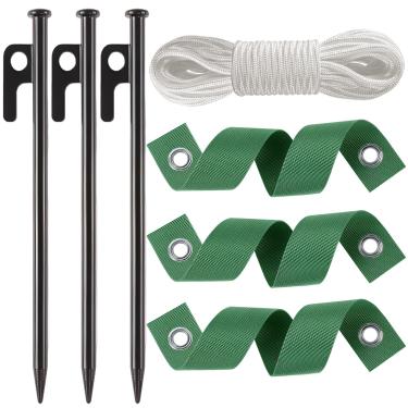 Imagem de Usedgdig Kits de estacas de árvore resistentes, estacas de aço e suportes para árvores jovens contra o mau tempo, kit de alisamento de âncora de árvore inclinada