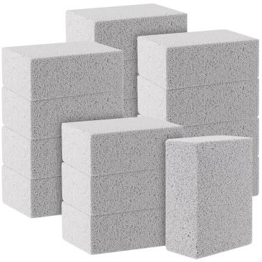 Imagem de SHEUTSAN Pacote com 16 tijolos cinzentos, bloco de limpeza de pedra de grelha de 9 x 7 x 4 cm, limpador de churrasqueira reutilizável, limpador de pedra-pomes para restaurante, cozinha, limpeza de