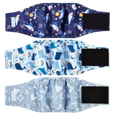 Imagem de Paw Legend Fraldas laváveis para cães machos, faixas de barriga para cães machos, fraldas reutilizáveis para filhotes e cachorros (pacote com 3, grande)