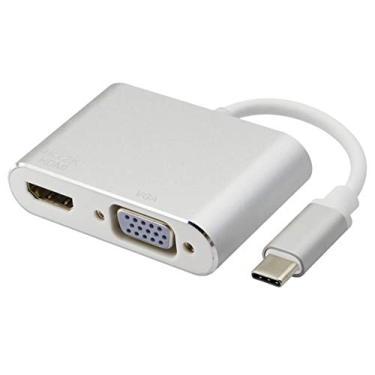 Imagem de AAOTOKK Adaptador USB tipo C para VGA,Tipo C 3.1 para VGA Hub e USB 3.0 porta de carregamento USB tipo C,3 em 1 USB 3.1 tipo C VGA compatível com MacBook,Chromebook Pixel,Samsung Galaxy S8/S9,VGA+HDMI