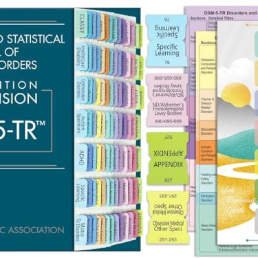 Imagem de Mevisky Guias de Índice para Dsm-5-Tr, 94 Guias Dsm-V-Tr Impressas com Guias Em Branco, Codificadas por Cores com Cartão de Alinhamento e Cartões de Descrição de Abreviatura para O Manual Diagnóstico