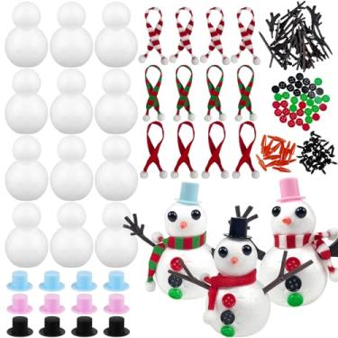 Imagem de Kit de artesanato de boneco de neve de Natal, 12 bolas de espuma de boneco de neve para montar um boneco de neve, kit de decoração de interiores para decoração de festa de Natal