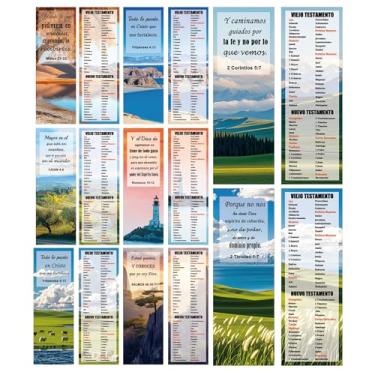 Imagem de Marcadores de livro com versículos cristãos espanhóis livros da Bíblia Marcadores de livro cristãos 6,25 x 16,65 cm Pacote com 80 (Cor 2)