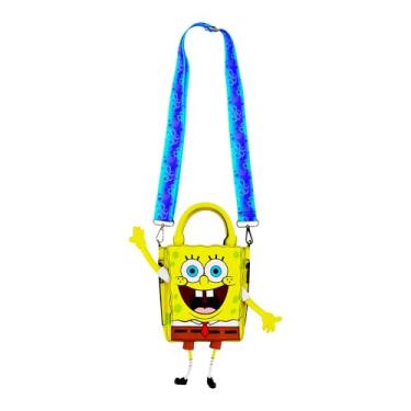 Imagem de Concept One Bolsa tote Bob Esponja Calça Quadrada, Mini Bolsa com Alça de Ombro Transversal Ajustável, Amarela, Amarelo, Bolsa de mão quadrada Bob Esponja, mini bolsa com alça de ombro transversal