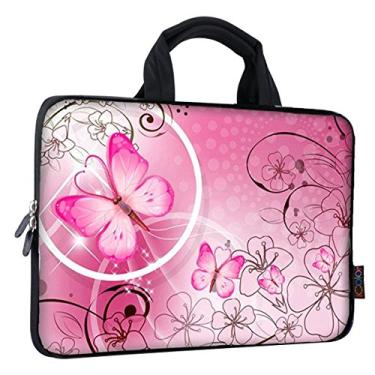 Imagem de iColor 9,7 10 10,1 10,2 polegadas Bolsa de Neoprene para Tablet Capa de Carro com Alça para laptops de 9,7 a 10,2 polegadas/Notebook/ebooks/Kids Tablet/Apple iPad Rosa Borboleta ICB10-10
