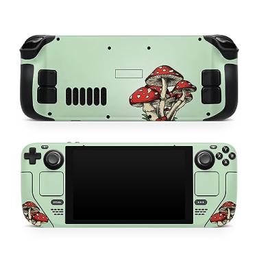 Imagem de TACKY DESIGN Capa de cogumelo compatível com Steam Deck Skin LCD e compatível com Steam Deck OLED Skin, verde, decalque de vinil Premium 3M Kawaii, capa completa, compatível com adesivo Steam Deck