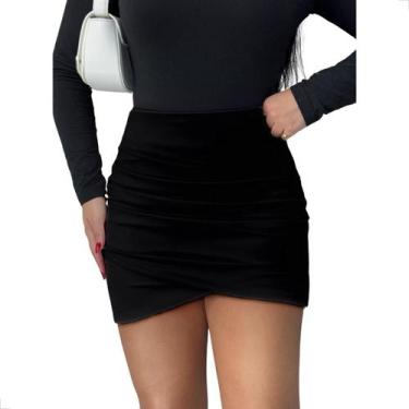 Imagem de Saia Curta em Couro com Zíper Fashion Moda Feminina - LUNII, Preto, GG