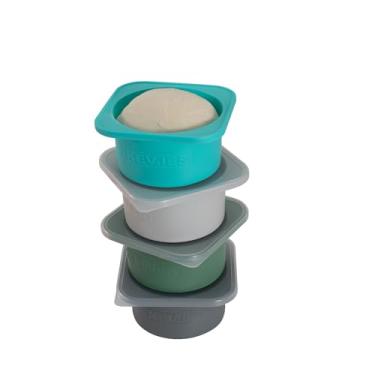 Imagem de KEVJES mais recipientes de prova de massa de pizza de 1000ml para pizza artesanal familiar diy, caixas empilháveis ​​de silicone de qualidade alimentar com tampas, freezer, geladeira, lava-l