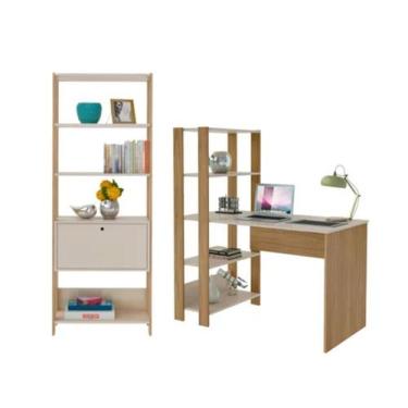 Imagem de Conjunto Home Office Match c/ Escrivaninha e Estante Artely, Off White