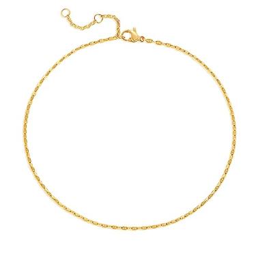 Imagem de Dremmy Studios Tornozeleira de corrente de ouro simples, ouro 14 quilates, banhado a prata, disco delicado, olho turco, verão, praia, tornozelo, joia para mulheres, Latão, Sem pedras preciosas