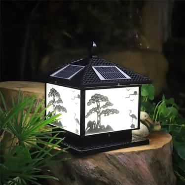 Imagem de Lâmpada de poste solar ao ar livre à prova d 'água para moderno para casa Villa Jardim Pátio Alpendre Encerrando Parede LED Post Lights (N Preto D25CM 1PCS)