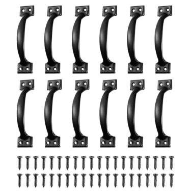 Imagem de Maçanetas de Porta de Celeiro DOITOOL 10 peças Alças de Portão Pretas para Cercas de Madeira 15,24 cm Puxador de Cabine Vintage para Cozinha Cupboard Móveis Gaveta Hardware (Preto, 15,24 cm)