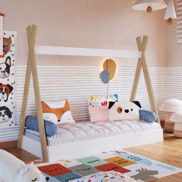 Imagem de Cama Infantil Cabana com Colchão Branco - Completa Móveis, Branco, Uni