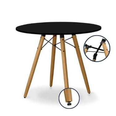 Imagem de Mesa De Jantar Redonda Industrial 90 cm Fixação de Metal e Pés Regulav