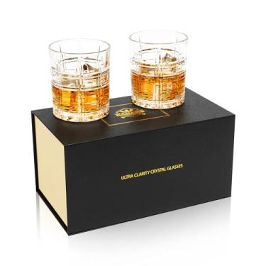 Imagem de KANARS Conjunto de 2 copos de uísque, copos de coquetel de cristal à moda antiga de 293 ml em caixa de presente, utensílios de bar para uísque escocês, conhaque, bourbon, presente para casamento no