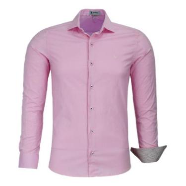 Imagem de Camisa Social Slim Manga Longa Lisa Sem Bolso  Amil 1766, Rosa, Claro,
