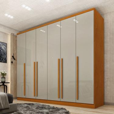 Imagem de Guarda-Roupa Casal Sevila 6 Portas 8 Gavetas Cinamomo/Off White - Tcil Móveis