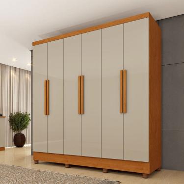 Imagem de Guarda-Roupa Casal Bariloche 6 Portas 4 Gavetas 31316 Cinamomo/Off White - Tcil Móveis