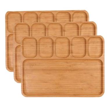Imagem de Kit 3 Tábuas De Frios Petisqueira Bambu Com Divisoria Tira Gostos - CA