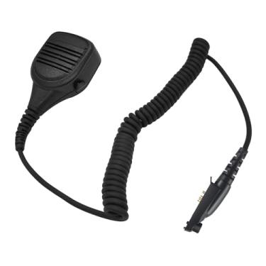 Imagem de PZYPYM Microfone de mão de lapela de ombro com entrada de áudio de 3,5 mm, Walkie-talkie, microfone mãos livres para Motorola Ailunce GP328PLUS HD1 para Retevis RT29 NR30 (preto)