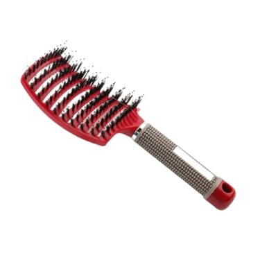 Imagem de Pente de cabeleireiro para salão de beleza, pentes de massagem para couro cabeludo, escova de cabelo cacheado molhado, desembaraçante para ferramentas de modelagem (vermelho)