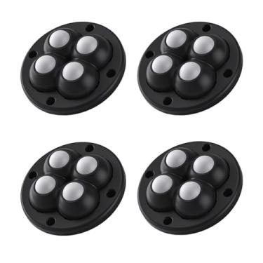 Imagem de shamjina Roda giratória de autoadesão 4x360, polia giratória da roda universal para caixa de ferramentas, escaninhos de armazenamento de balde de esfregão de, PRETO