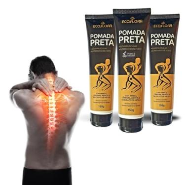 Imagem de Kit 3 Pomada Preta Milagrosa Massageadora Alívio Dores E Relaxamento Mentol