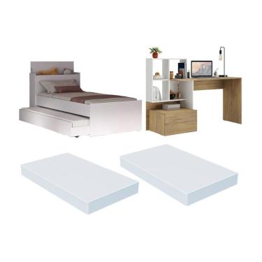 Imagem de Bicama com Colchões Inclusos Baú Embutido e Escrivaninha Multimóveis MP4369