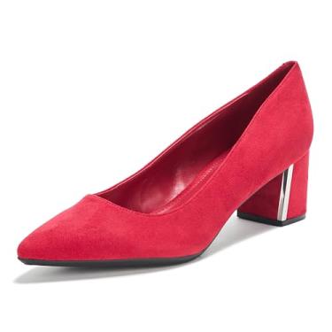 Imagem de Calvin Klein Sapato feminino Natalia com salto com rodas, Vermelho médio, 35