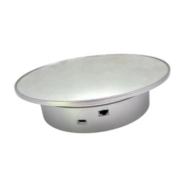 Imagem de Bothyi Suporte de exibição elétrico de 360 ​​graus, plataforma giratória automática, rotação suave, carga de 2,5 kg, plataforma giratória motorizada para, Espelho Inferior Prateado